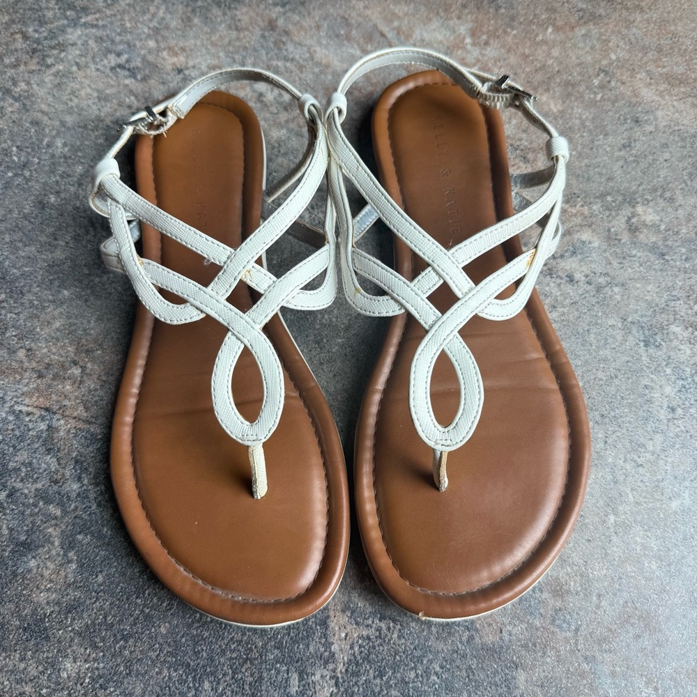 Kelly & Katie Cream Strappy Flat Sandal